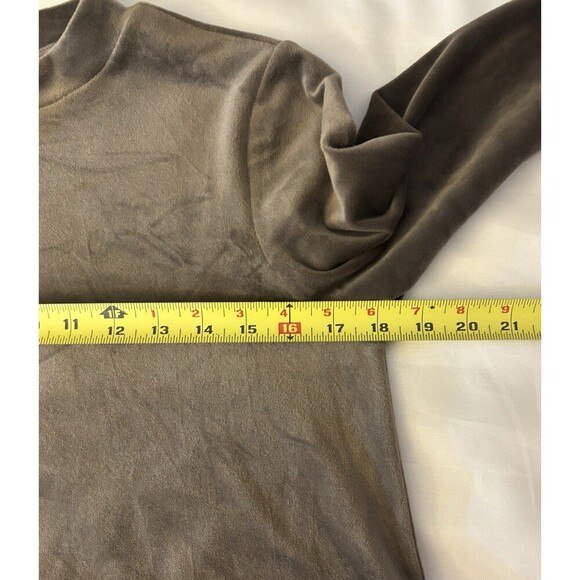 J JILL Mocha Dipped Hem Crushed Velour Dress Women Small Velvet Pockets Winter - Picture 11 of 13